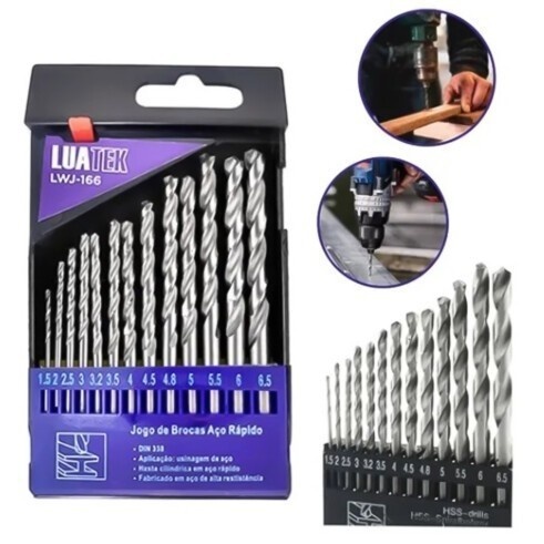 Kit Brocas Aço Rápido 13 Peças: Perfuração Profissional para Metal e Madeira