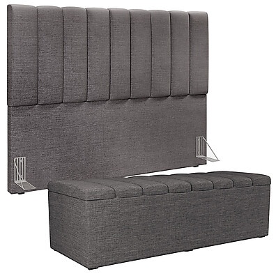 Kit Cabeceira Cama Box Queen 160cm com Calçadeira Baú – Dália W01