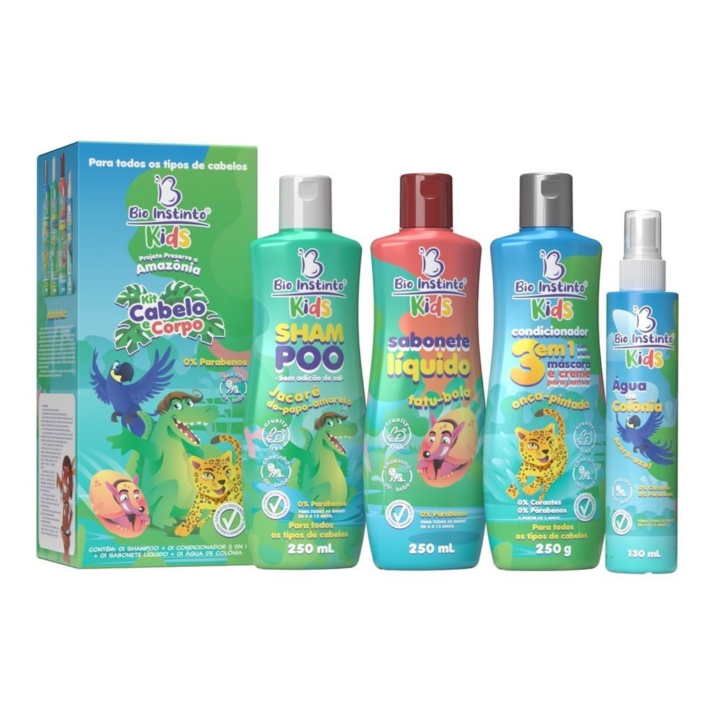 Kit Cabelo e Corpo Kids Bio Instinto: Cuidado Suave e Divertido