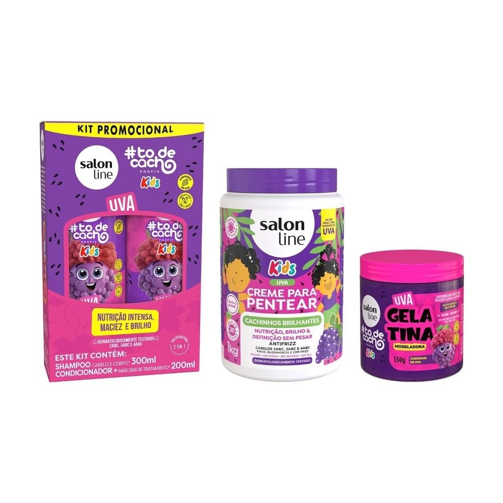 Kit Cabelos Uva Kids: Shampoo, Condicionador e Mais!