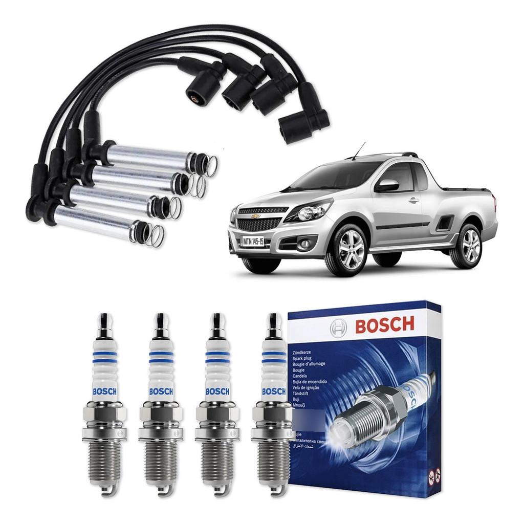 Kit Cabo e Vela de Ignição Original Bosch para Chevrolet Montana 1.4