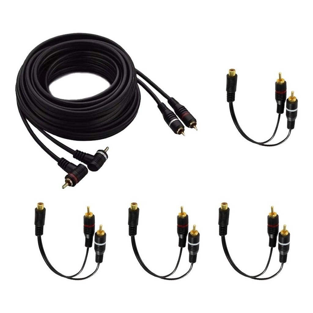 Kit Cabo RCA 5m + 4 Adaptadores Y: Som Impecável!