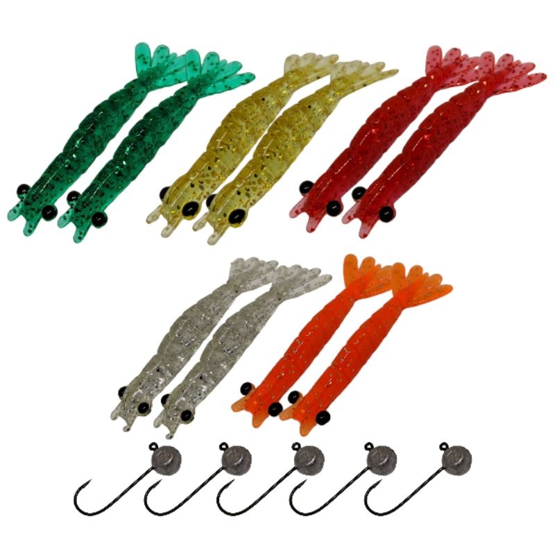 Kit Camarão Artificial 15 Unidades: Pescaria Realista e Resistente