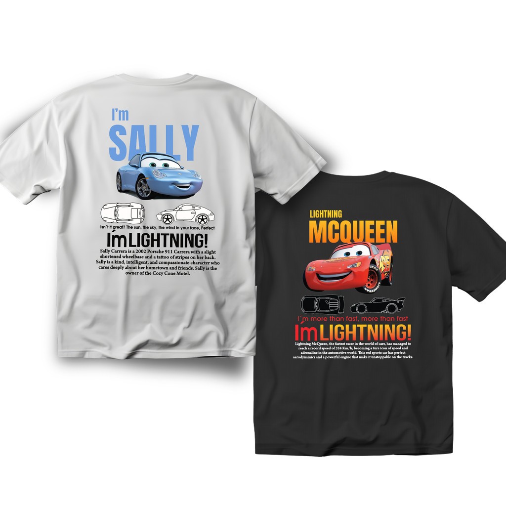 Kit Camiseta Casal Relâmpago McQueen e Sally Carrera 100% Algodão