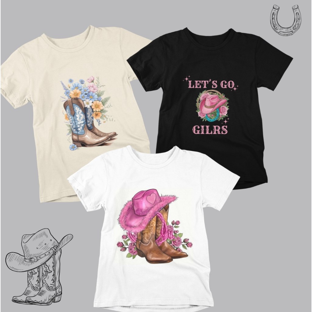 Kit Camiseta Feminina Cowgilr: Estilo Country com Atitude