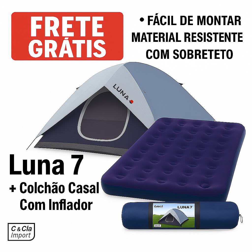 Kit Camping 7 Pessoas: Barraca + Colchão Inflável