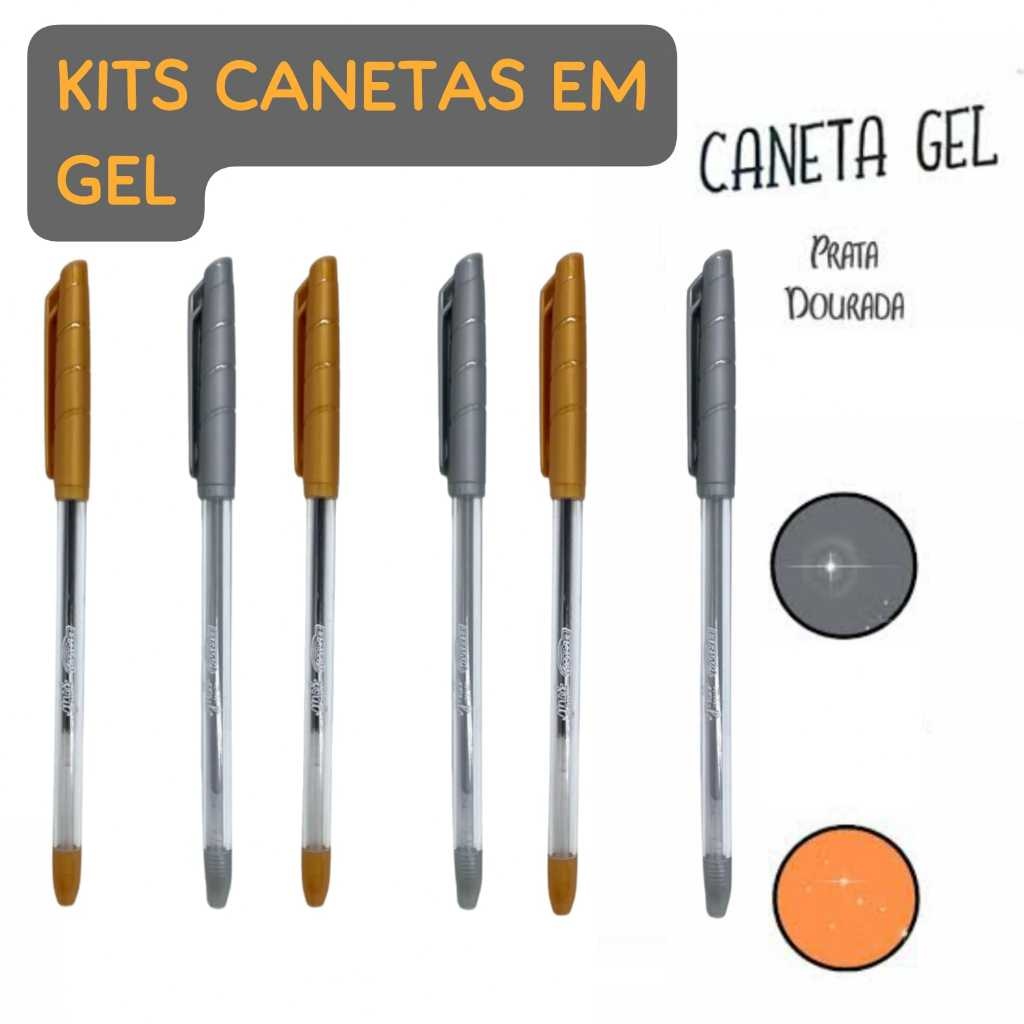 Kit Caneta Gel Dourada e Prata para Convites e Festas