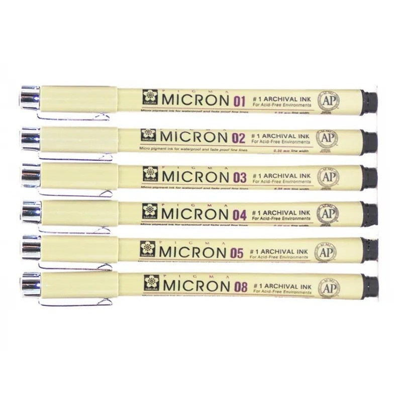 Kit Canetas Sakura Micron: Traços Finos e Impermeáveis para Mangá