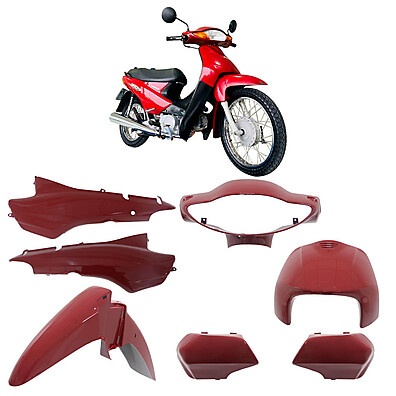 Kit Carenagem Biz 100 2002/2003 Vermelho – 7 Peças