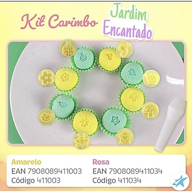 Kit Carimbos Jardim Encantado – 9 Peças Rosa para Doces e Artes
