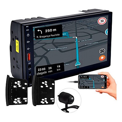 Kit Central Multimídia 7 Polegadas com Câmera de Ré para Ford Ka, Focus, Escort, Ranger e F250