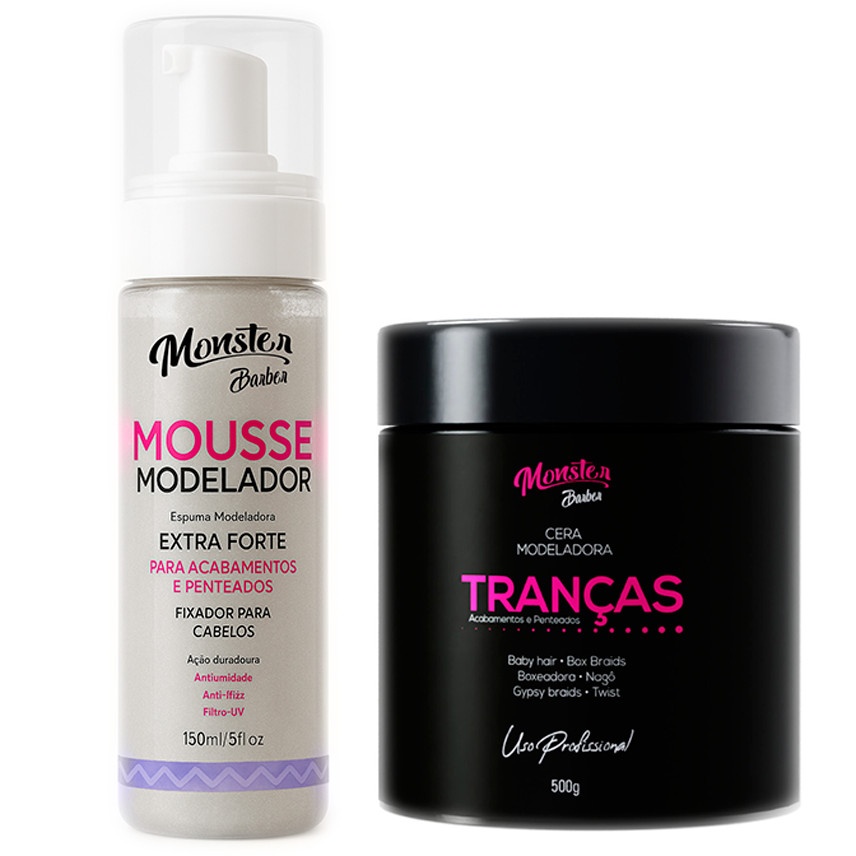 Kit Cera Modeladora Monster + Mousse Hair: Definição e Brilho para Cachos e Tranças