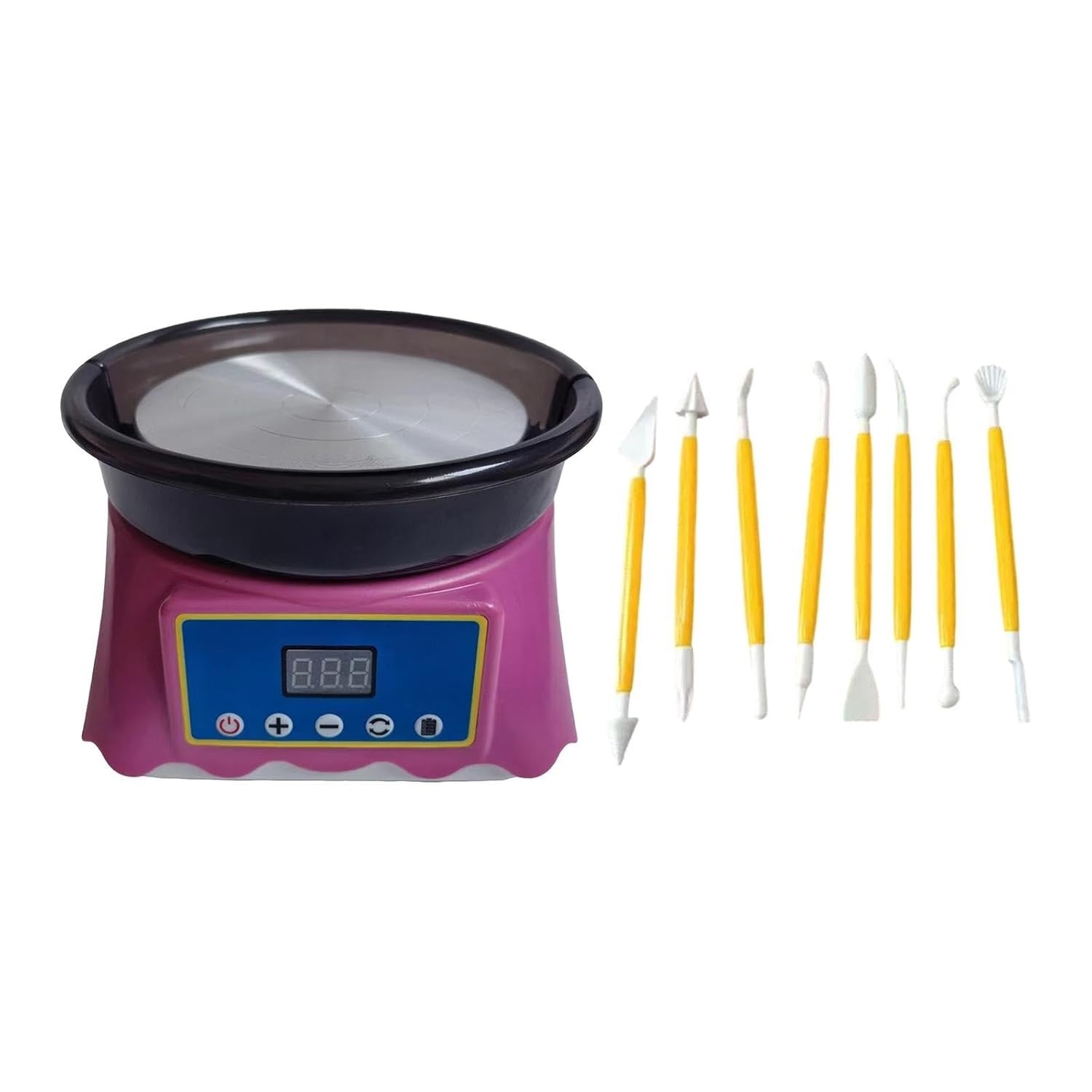 Torno Elétrico para Cerâmica 12cm - Kit Completo com Bandeja Removível, Motor 200 RPM, Ideal para Artesanato e Projetos DIY
