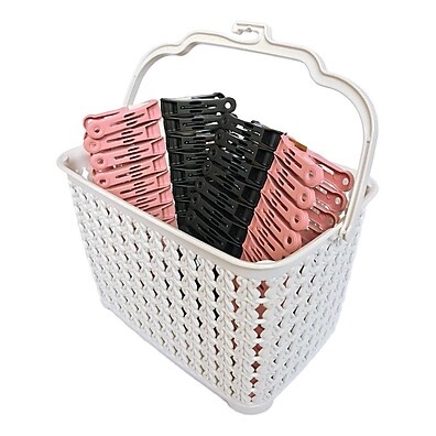 Kit Cesto com Alça e 48 Prendedores – Organização Total na Lavanderia!