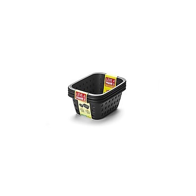 Kit Cesto Organizador Plástico com Furação Preto 1,4L - Leve 4 Pague 3