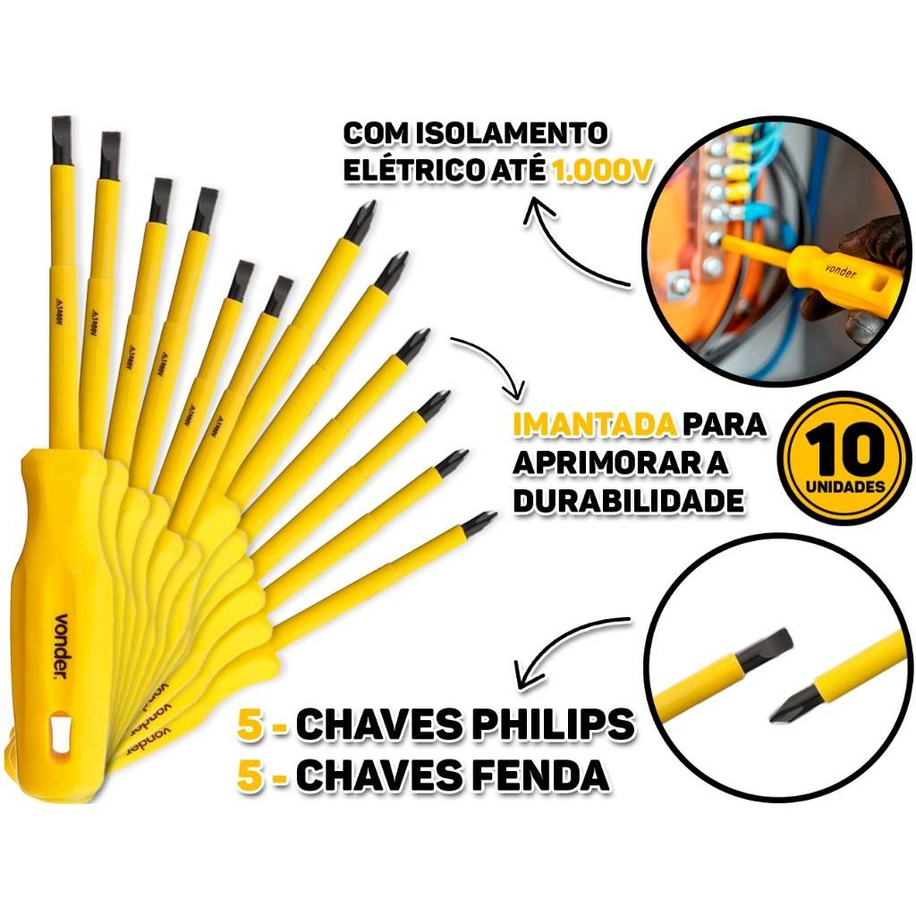 Kit Chaves Vonder: 10 Peças para Parafusos