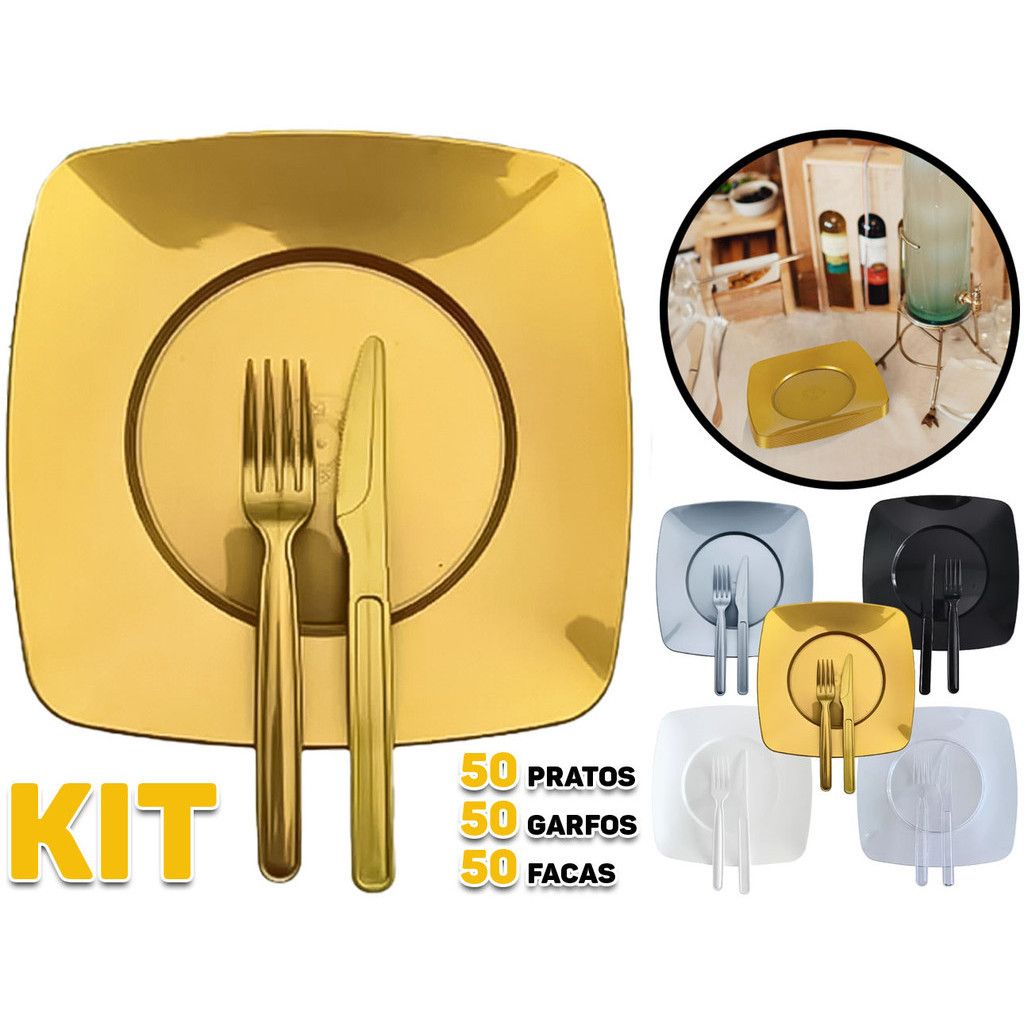 Kit Churrasco Descartável: 50 Pratos + 50 Talheres