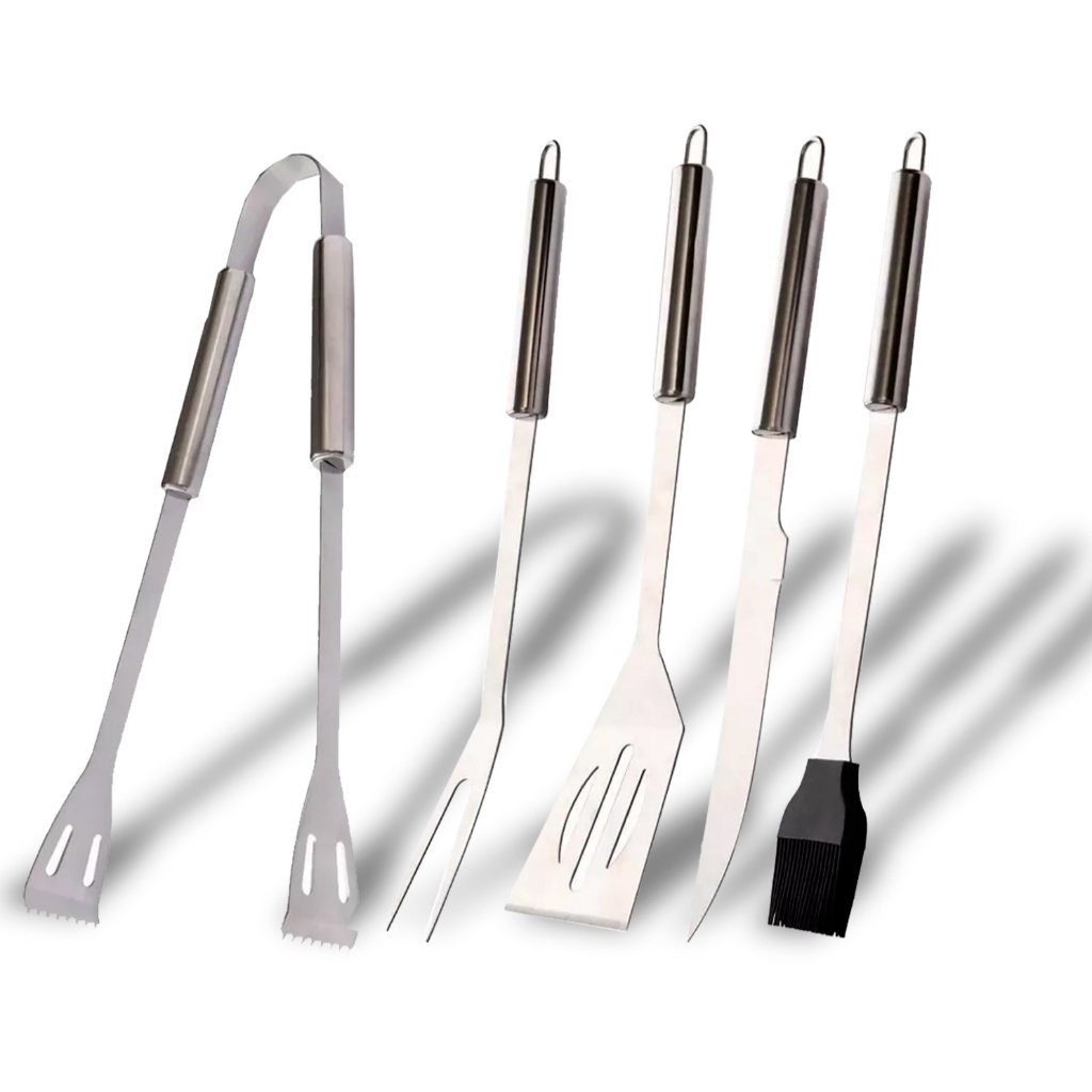 Kit Churrasco Inox 5 Peças: Essencial para o Churrasqueiro!
