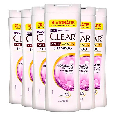 Kit Clear Anticaspa Hidratação Intensa: 6 Unidades com Tecnologia Bio Booster