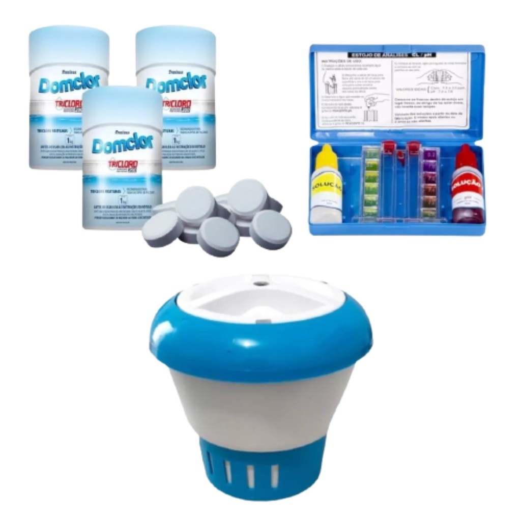 Kit Cloro para Piscina: 10 Pastilhas + Teste