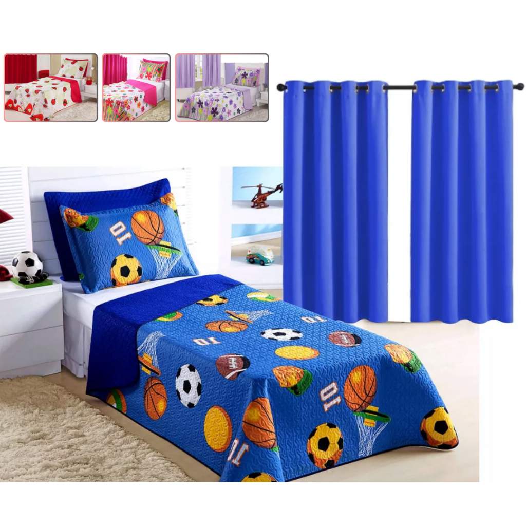 Kit Cobre Leito + Cortina Infantil 2m: Diversão e Conforto!