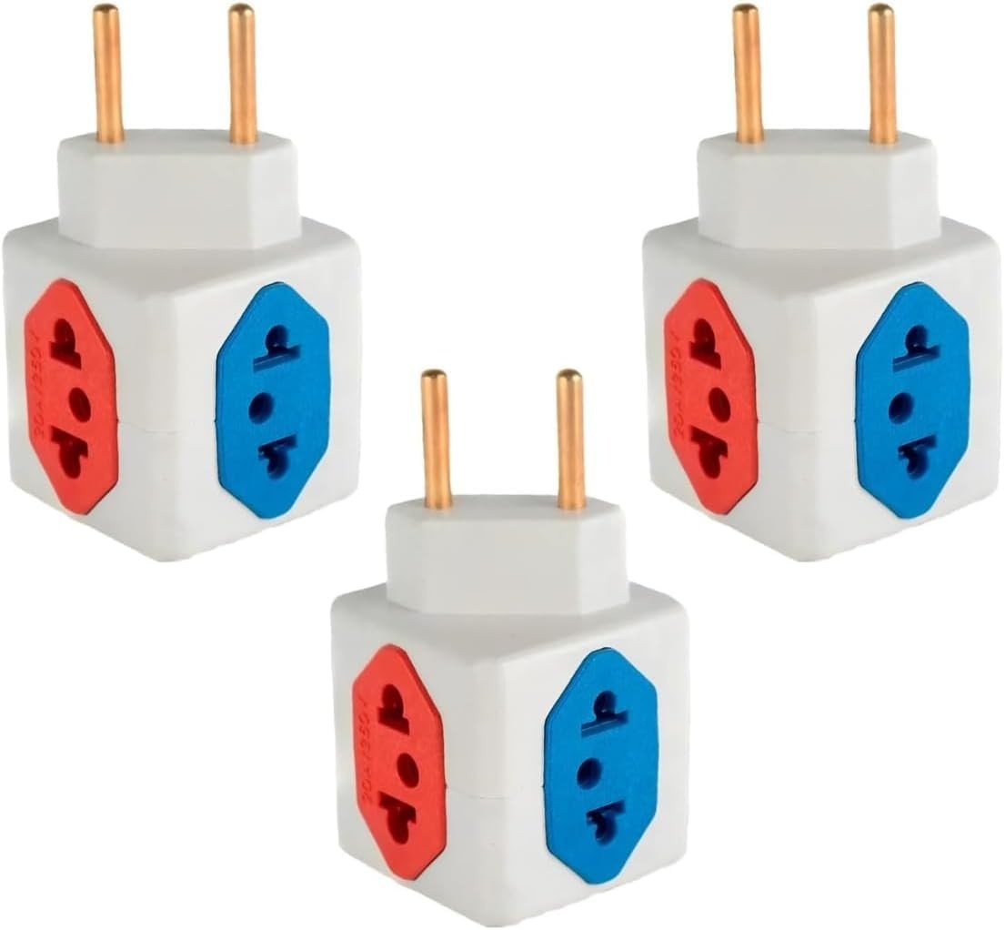 Kit 3 Adaptadores de Tomada Cubo Colorido 4 Saídas - 10A/20A