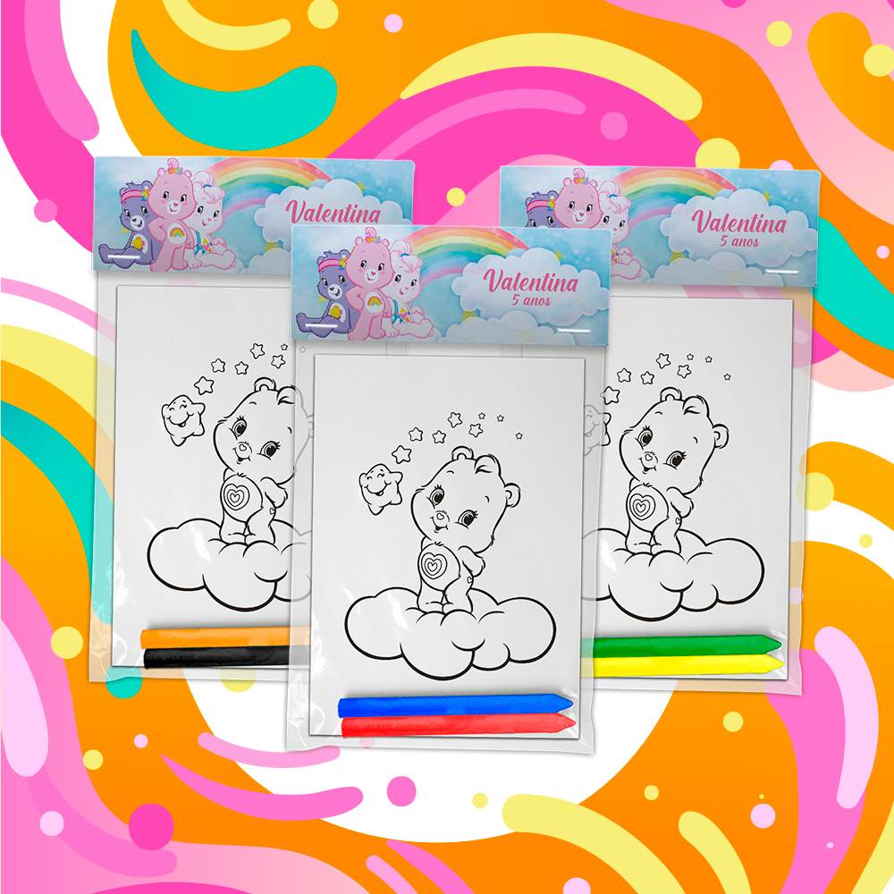 Kit Colorir Festa Surpresa Infantil com Ursinhos Carinhosos