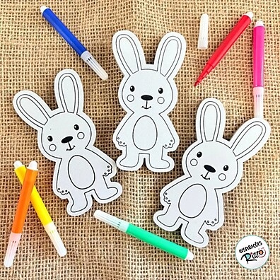 Kit Colorir Páscoa: 3 Coelhos + 6 Canetinhas Rizzo