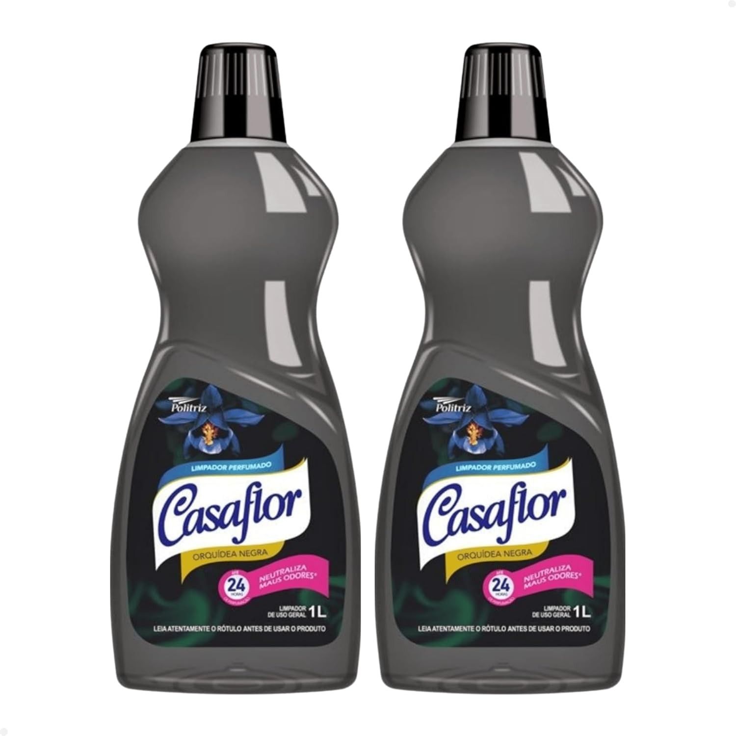 Limpador Perfumado Casaflor Orquídea Negra - Kit com 2 Unidades de 1L Cada | Limpeza Profunda e Fragrância Duradoura