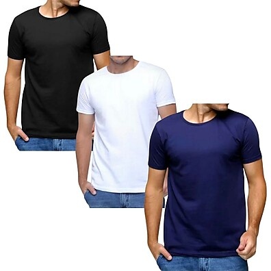 Kit com 3 Camisas Slim 100% Algodão