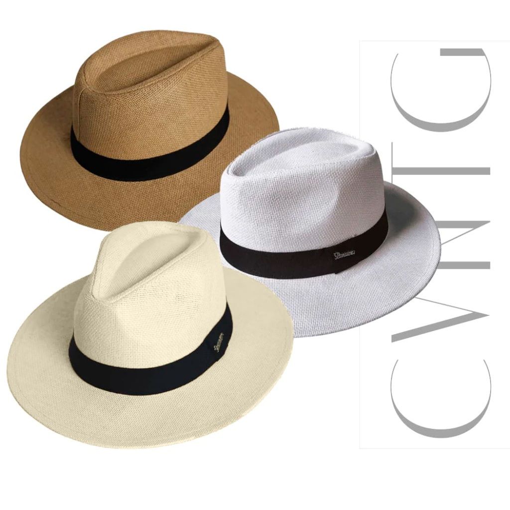 Kit com 3 Chapéus Panamá Palha Shantung – Estilo e Qualidade