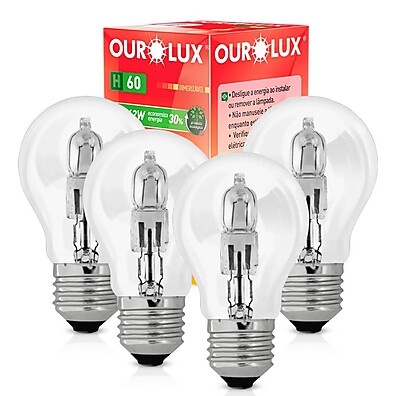Kit com 4 Lâmpadas Eco Halógena 42W 127V E27 Ourolux