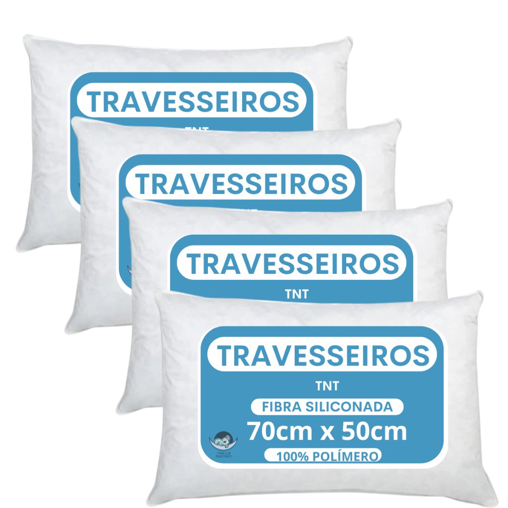 Kit com 4 Travesseiros 50x70 Antialérgicos – Conforto e Saúde