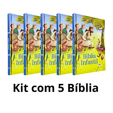 Kit com 5 Bíblias Infantil Brochura – Ensine a Fé com Ilustrações