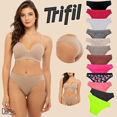 Kit com 6 Calcinhas Tanga Trifil em Microfibra Sem Costura