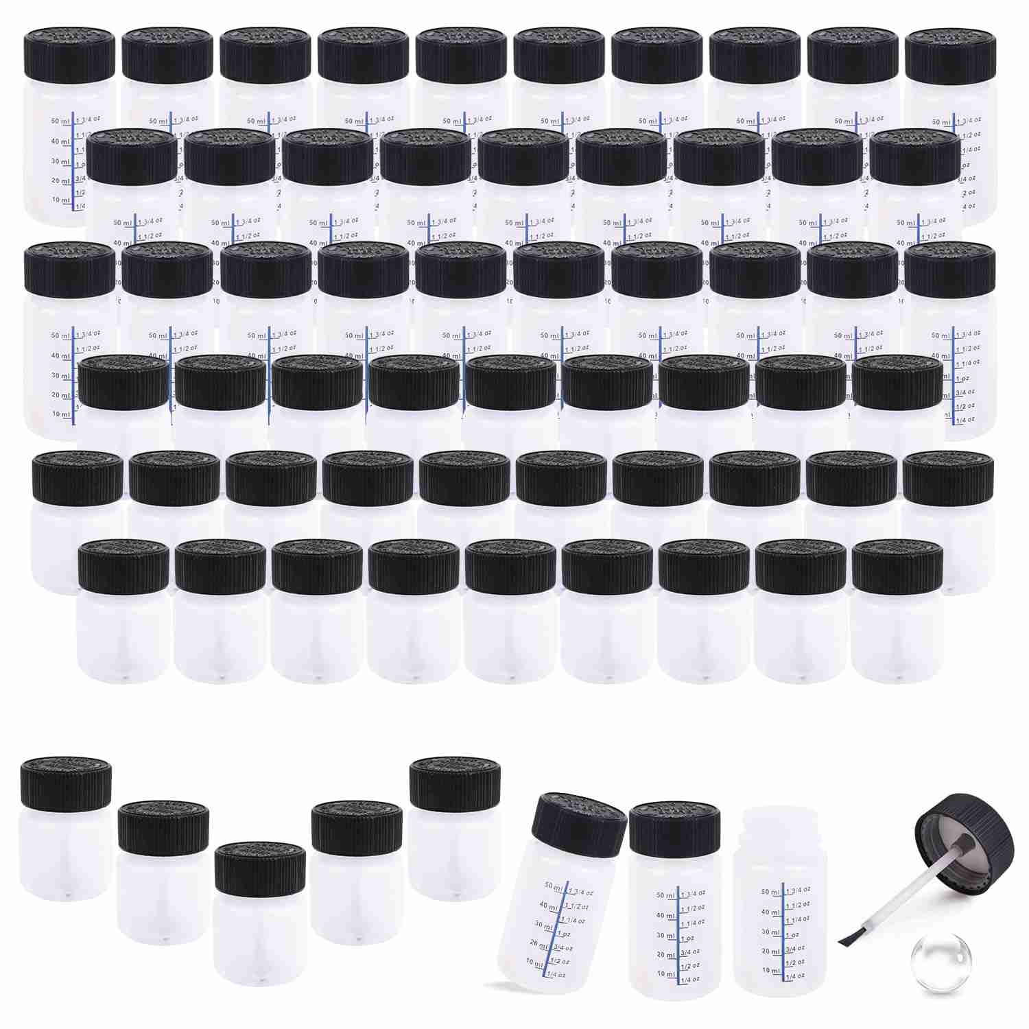 Kit com 64 Frascos de Tinta de Retoque com Pincel e Bola de Mistura - 28,3g e 56,7g
