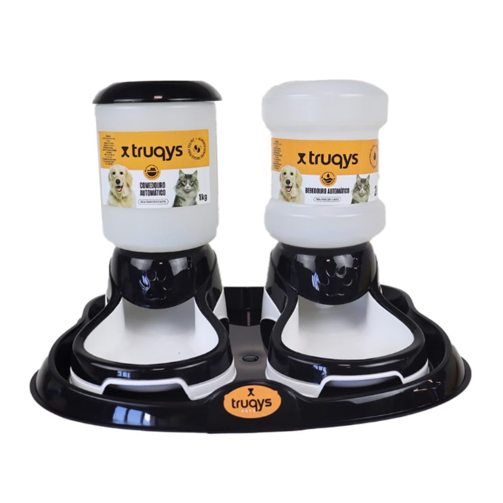 Kit Comedouro e Bebedouro Automático 2L com Bandeja - Truqys