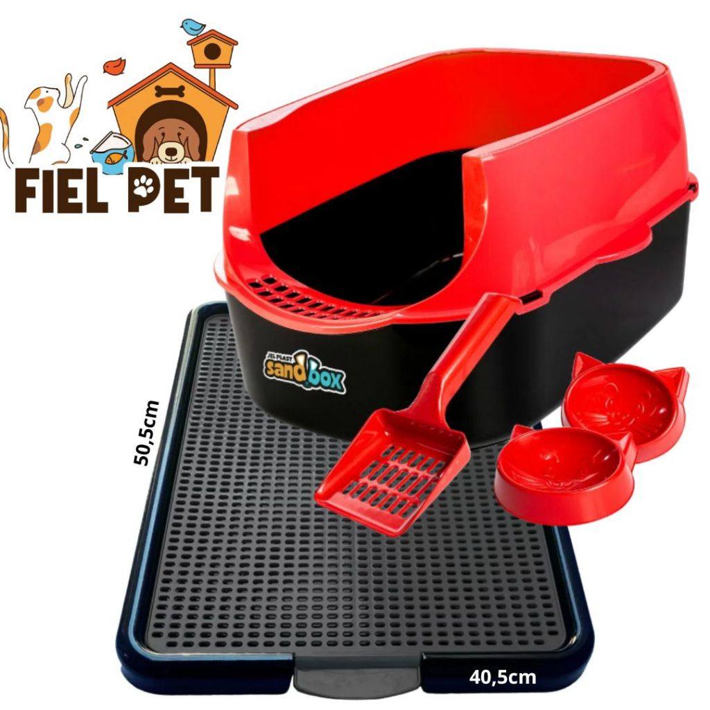 Kit Completo: Caixa Areia + Tapete + Acessórios Gato