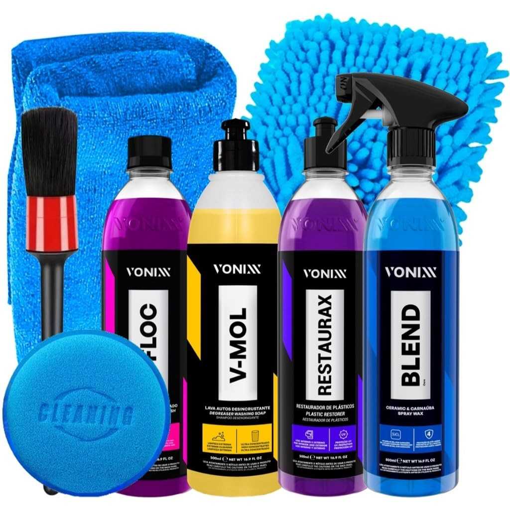 Kit Completo Vonixx: Shampoo V-Floc, Blend Spray, V-Mol, Restaurax + Acessórios Karbox