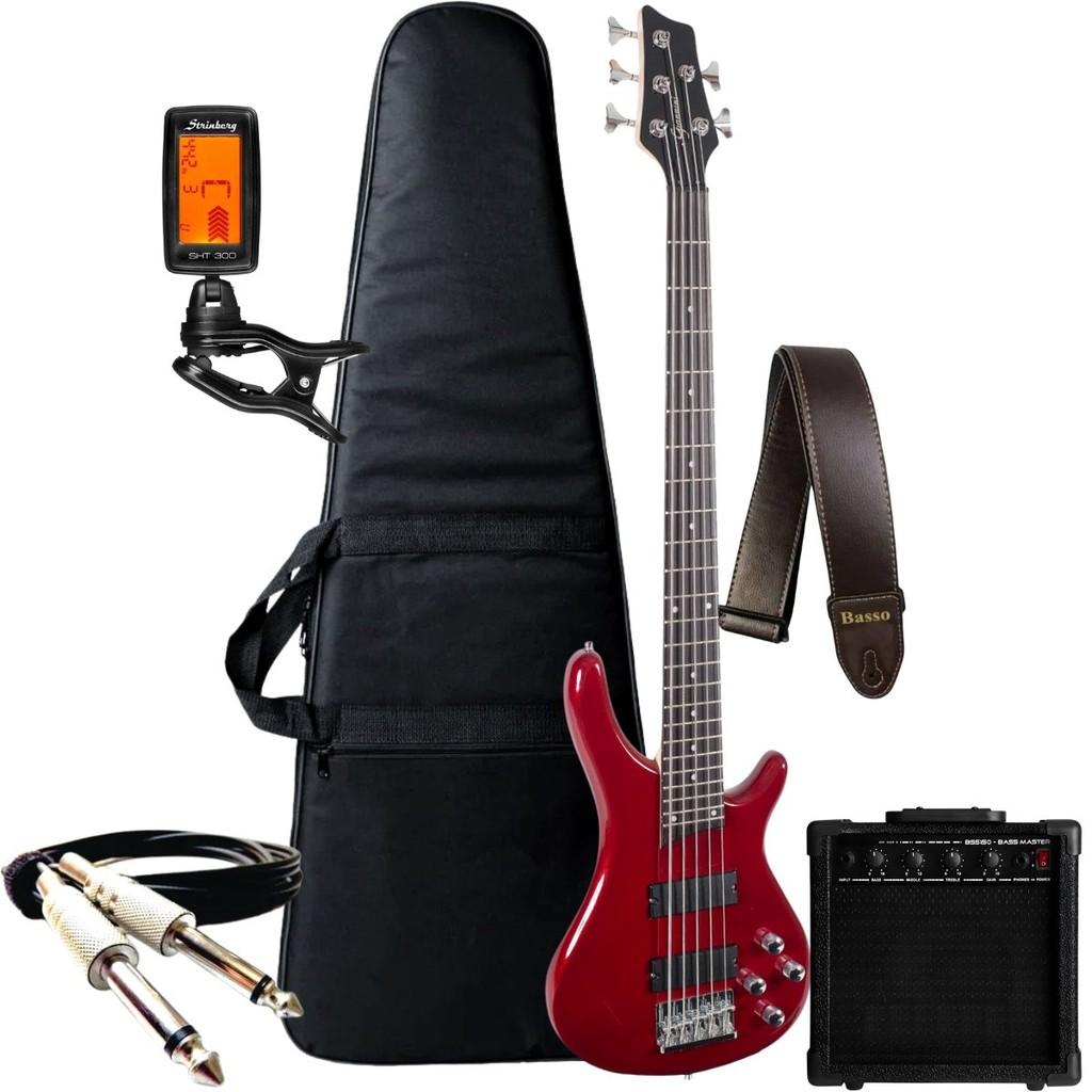 Kit Contrabaixo 5 Cordas: Giannini + Amplificador