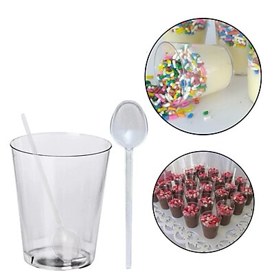 Kit Copinho Acrílico 25ml com Colherinha - Brigadeiro de Colher