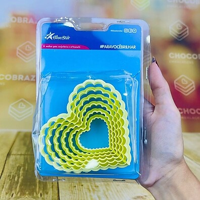 Kit Cortador Coração Babado 6 Peças Blue Star