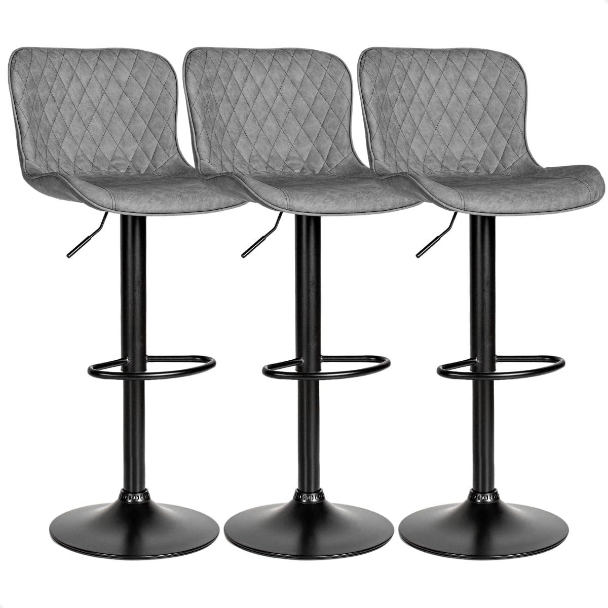 Kit 3 Banquetas Giratórias com Encosto - Design Moderno em Couro Sintético para Cozinha Americana