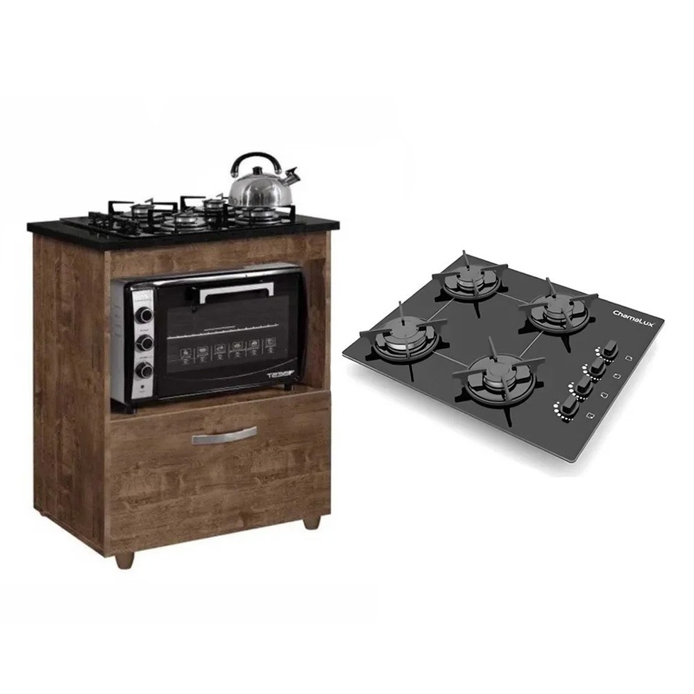Kit Cozinha Cooktop + Balcão 1 Porta
