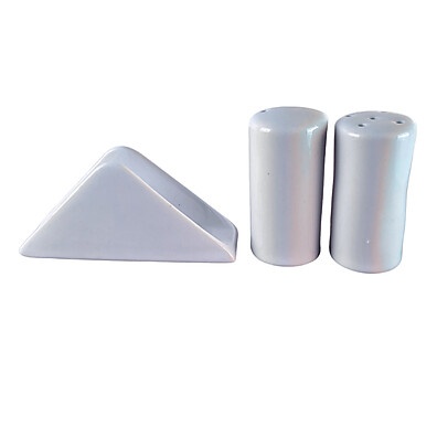 Kit Cozinha Porcelana: Saleiro, Paliteiro e Porta Guardanapos
