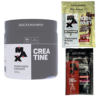 Kit Creatina Monohidratada 300g + Amostra Grátis - Max Titanium