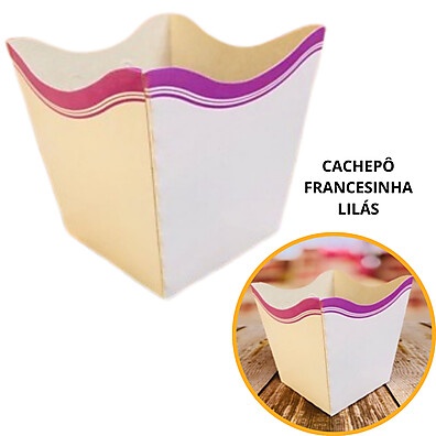 Kit de 10 a 50 Cachepos Francesinha Lilás 9x9x7cm - Decoração de Festa