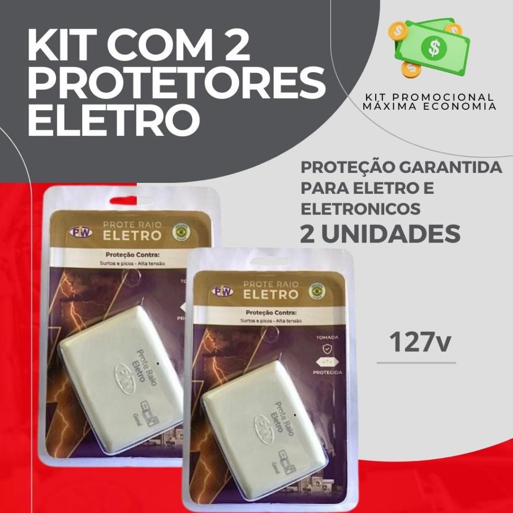 Kit de 2 Protetores de Raio 10A PW Eletro – Proteção Máxima para Seus Eletrodomésticos!