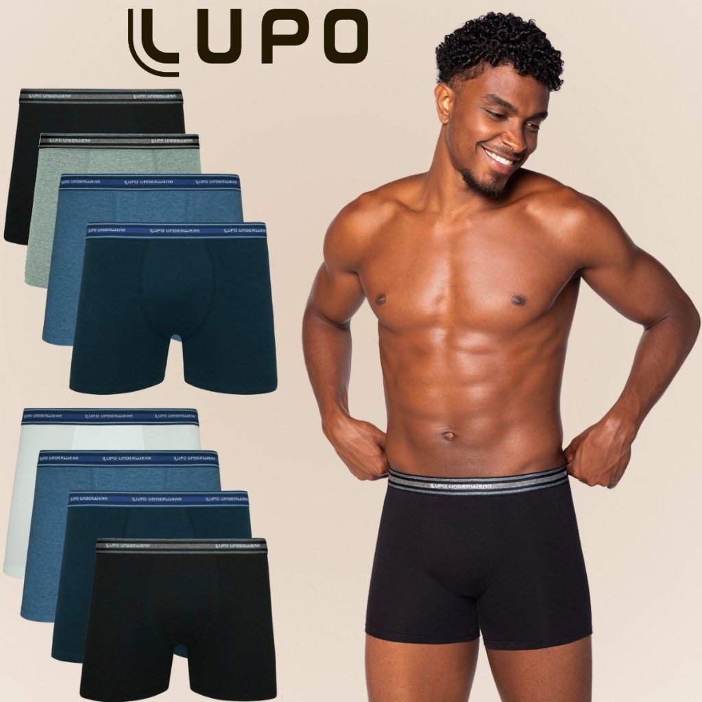 Kit de 4 Cuecas Lupo Boxer: Conforto e Qualidade em Algodão