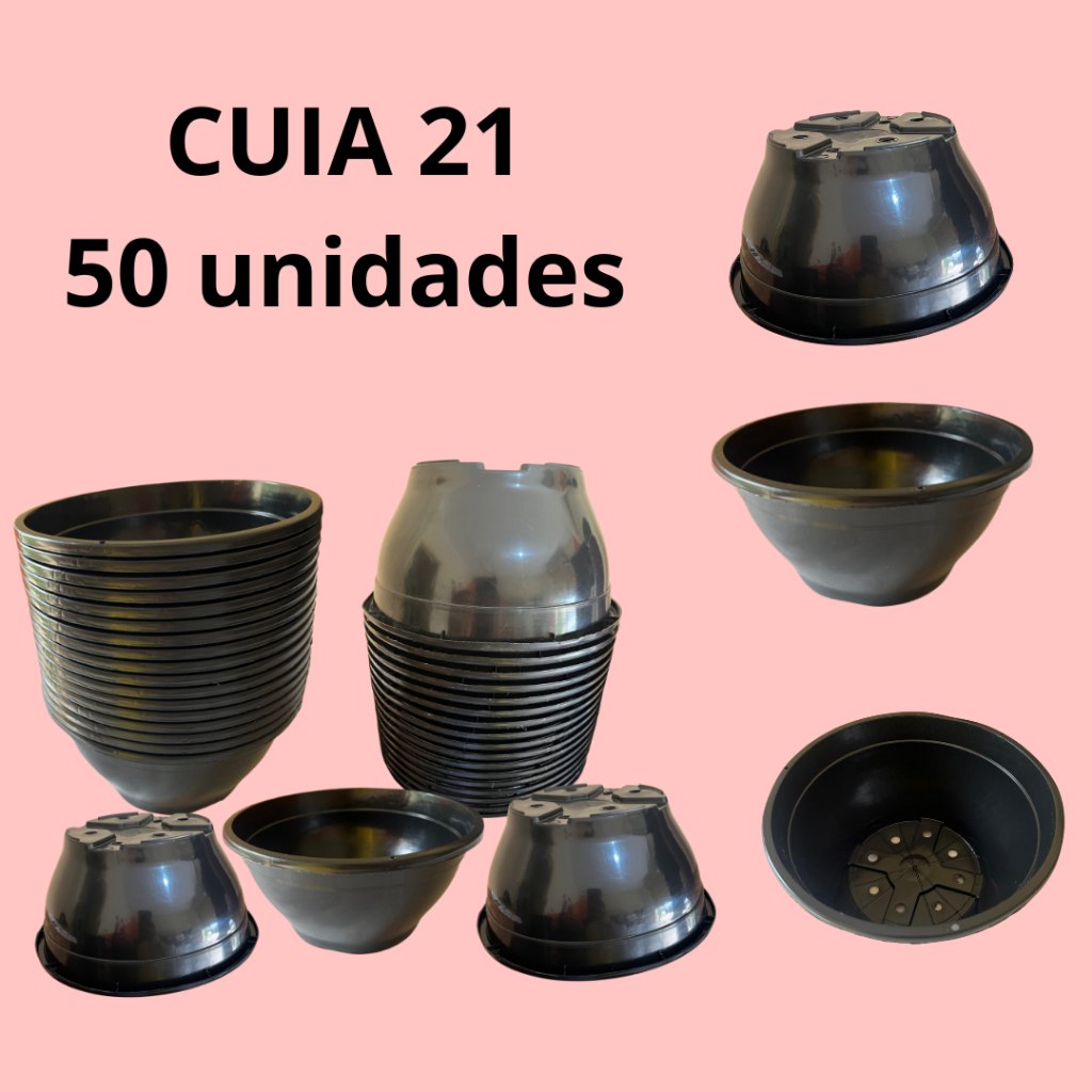 Kit de 50 Cuias 21 Pretas Lisa para Plantio e Cultivo